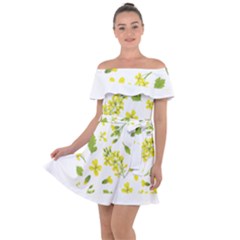 Yellow Flowers Off Shoulder Velour Dress by designsbymallika