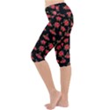 Red Roses Lightweight Velour Cropped Yoga Leggings View2