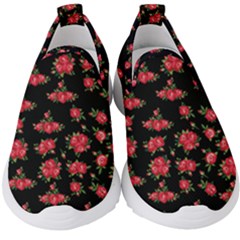 Red Roses Kids  Slip On Sneakers by designsbymallika