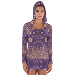 Gold And Purple Long Sleeve Hooded T-shirt by Dazzleway