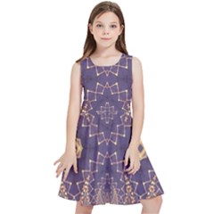 Gold And Purple Kids  Skater Dress by Dazzleway