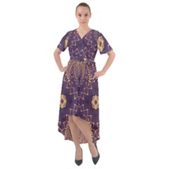 Gold And Purple Front Wrap High Low Dress by Dazzleway