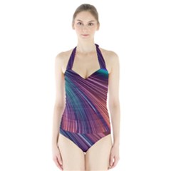 Metallic rainbow Halter Swimsuit