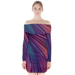 Metallic rainbow Long Sleeve Off Shoulder Dress