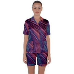 Metallic rainbow Satin Short Sleeve Pyjamas Set