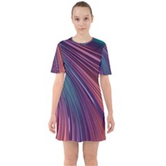Metallic rainbow Sixties Short Sleeve Mini Dress