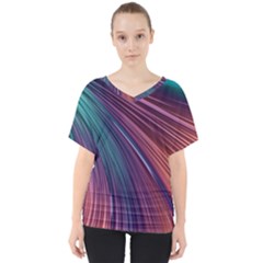 Metallic rainbow V-Neck Dolman Drape Top