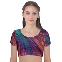 Metallic rainbow Velvet Short Sleeve Crop Top 