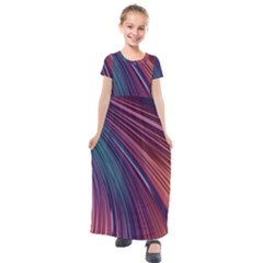 Metallic rainbow Kids  Short Sleeve Maxi Dress