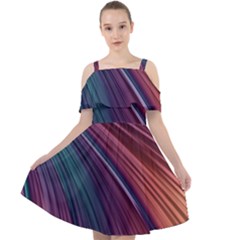 Metallic rainbow Cut Out Shoulders Chiffon Dress