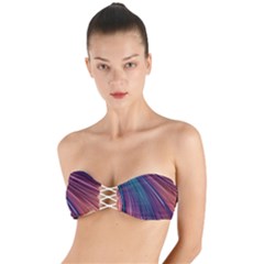 Metallic rainbow Twist Bandeau Bikini Top