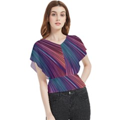 Metallic rainbow Butterfly Chiffon Blouse