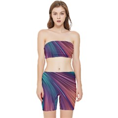 Metallic rainbow Stretch Shorts and Tube Top Set