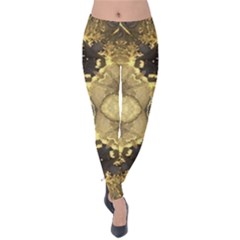 Black And Gold Velvet Leggings