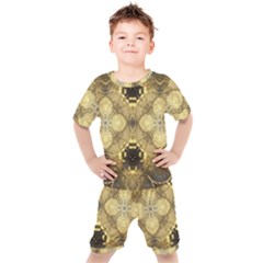 Black And Gold Kids  Tee And Shorts Set by Dazzleway