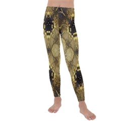 Black And Gold Kids  Lightweight Velour Leggings by Dazzleway