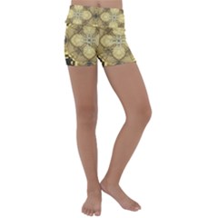 Black And Gold Kids  Lightweight Velour Yoga Shorts by Dazzleway