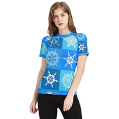 Snowflakes Women s Short Sleeve Rash Guard by Sobalvarro