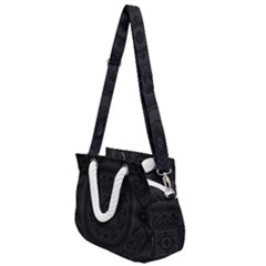 Black And Gray Rope Handles Shoulder Strap Bag