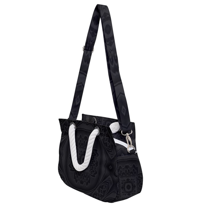 Black and gray Rope Handles Shoulder Strap Bag