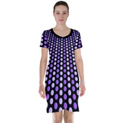 Purple And Pink Dots Pattern, Black Background Short Sleeve Nightdress by Casemiro