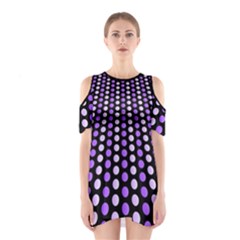 Purple And Pink Dots Pattern, Black Background Shoulder Cutout One Piece Dress by Casemiro