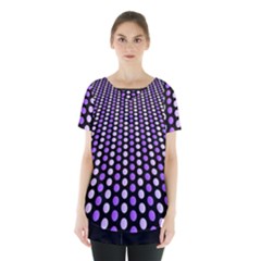 Purple And Pink Dots Pattern, Black Background Skirt Hem Sports Top