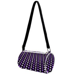 Purple And Pink Dots Pattern, Black Background Mini Cylinder Bag by Casemiro