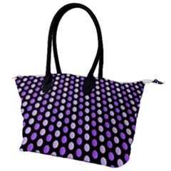 Purple And Pink Dots Pattern, Black Background Canvas Shoulder Bag by Casemiro