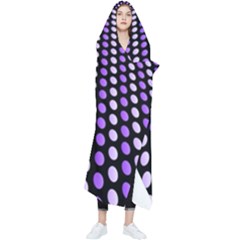 Purple And Pink Dots Pattern, Black Background Wearable Blanket