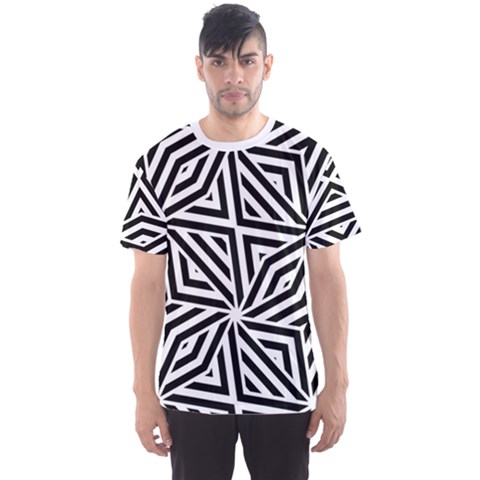 Black And White Abstract Lines, Geometric Pattern Men s Sport Mesh Tee by Casemiro