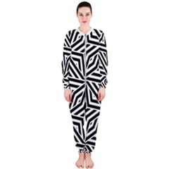 Black And White Abstract Lines, Geometric Pattern Onepiece Jumpsuit (ladies)  by Casemiro
