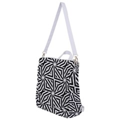 Black And White Abstract Lines, Geometric Pattern Crossbody Backpack by Casemiro