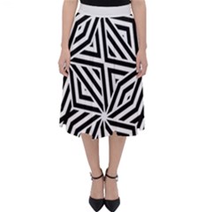 Black And White Abstract Lines, Geometric Pattern Classic Midi Skirt by Casemiro