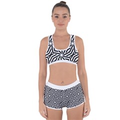 Black And White Abstract Lines, Geometric Pattern Racerback Boyleg Bikini Set by Casemiro