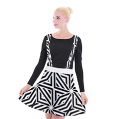 Black And White Abstract Lines, Geometric Pattern Suspender Skater Skirt by Casemiro