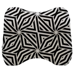 Black And White Abstract Lines, Geometric Pattern Velour Head Support Cushion by Casemiro