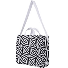 Black And White Abstract Lines, Geometric Pattern Square Shoulder Tote Bag by Casemiro