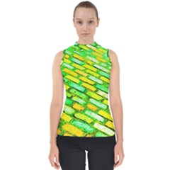 Diagonal Street Cobbles Mock Neck Shell Top by essentialimage