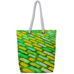 Diagonal Street Cobbles Full Print Rope Handle Tote (small) by essentialimage