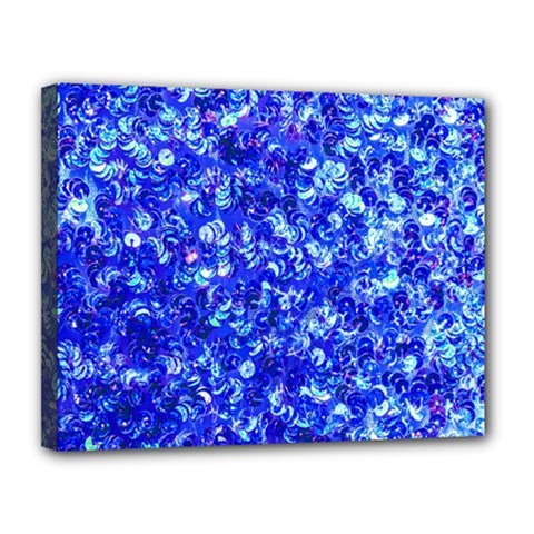 Blue Sequin Dreams Canvas 14  X 11  (stretched) by essentialimage