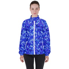 Blue Sequin Dreams Women s High Neck Windbreaker by essentialimage