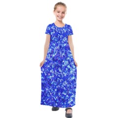 Blue Sequin Dreams Kids  Short Sleeve Maxi Dress by essentialimage