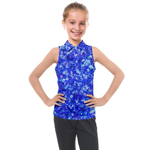 Blue Sequin Dreams Kids  Sleeveless Polo Tee by essentialimage