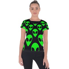 We Are Watching You! Aliens Pattern, Ufo, Faces Short Sleeve Sports Top  by Casemiro