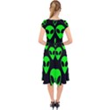 We are WATCHING you! Aliens pattern, UFO, faces Cap Sleeve Front Wrap Midi Dress View2