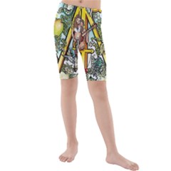 The Illustrated Alphabet - M - By Larenard Kids  Mid Length Swim Shorts by LaRenard