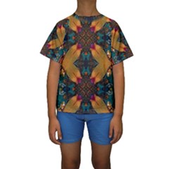 Teal And Orange Kids  Short Sleeve Swimwear by Dazzleway