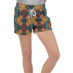 Teal And Orange Velour Lounge Shorts by Dazzleway