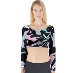 Painted Lines Long Sleeve Crop Top by designsbymallika